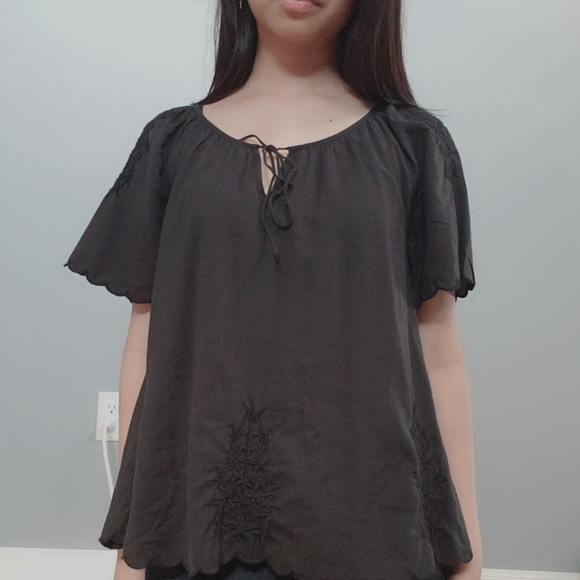 Black Flowy Blouse - Picture 2 of 7